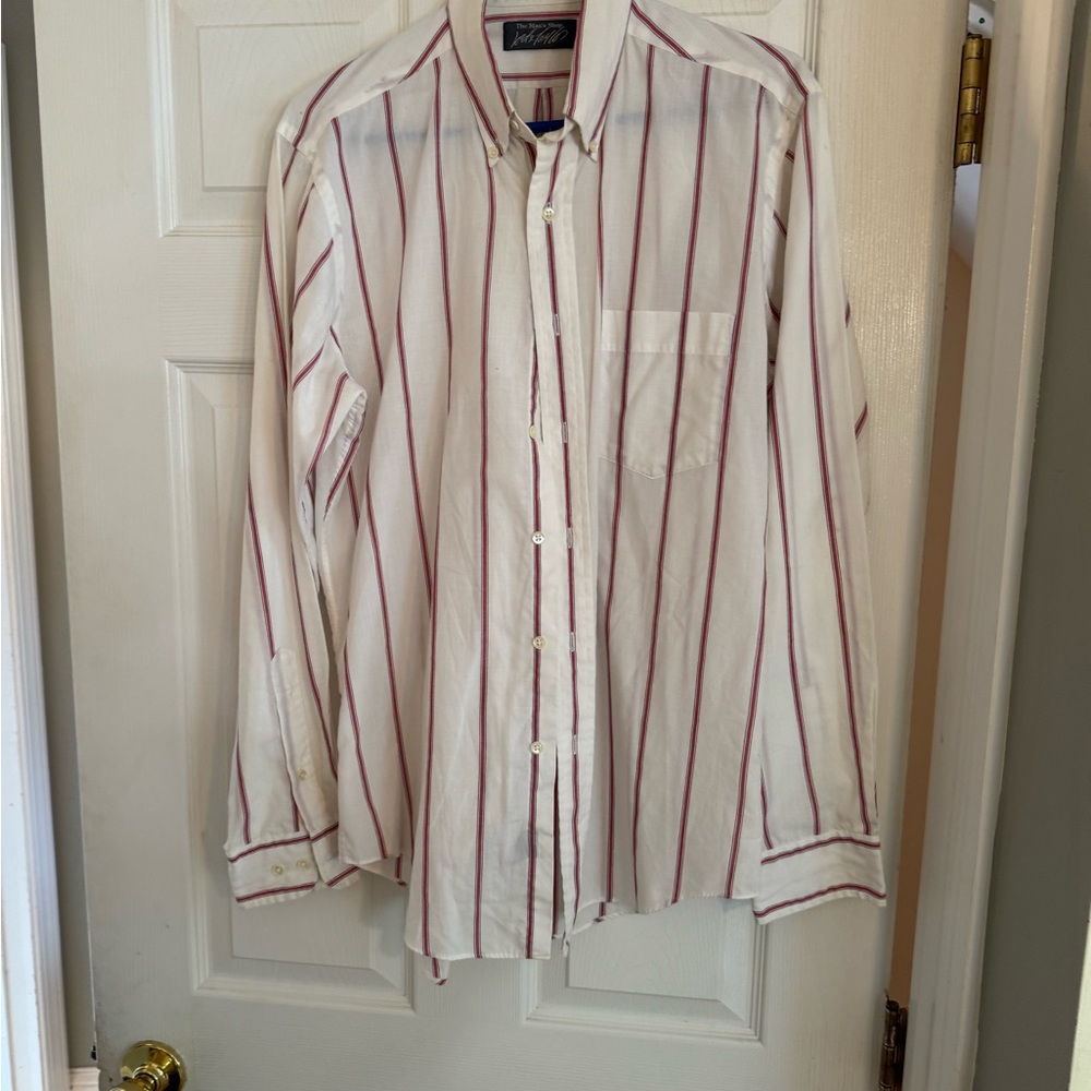 Geoffrey Beene White Shirt with Red Stripes